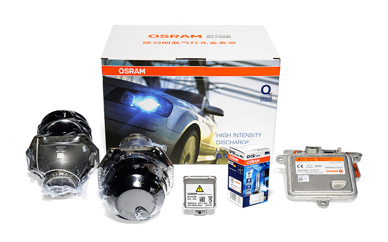 氙氣燈泡、安定器、透鏡展示